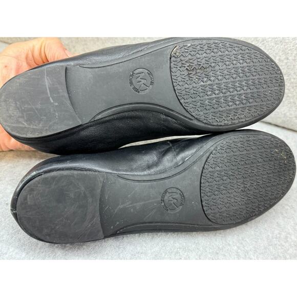 Michael Kors Lindsay Ballet All Black Leather Flats Blackout US 7.5 - EU 37 - Picture 9 of 11